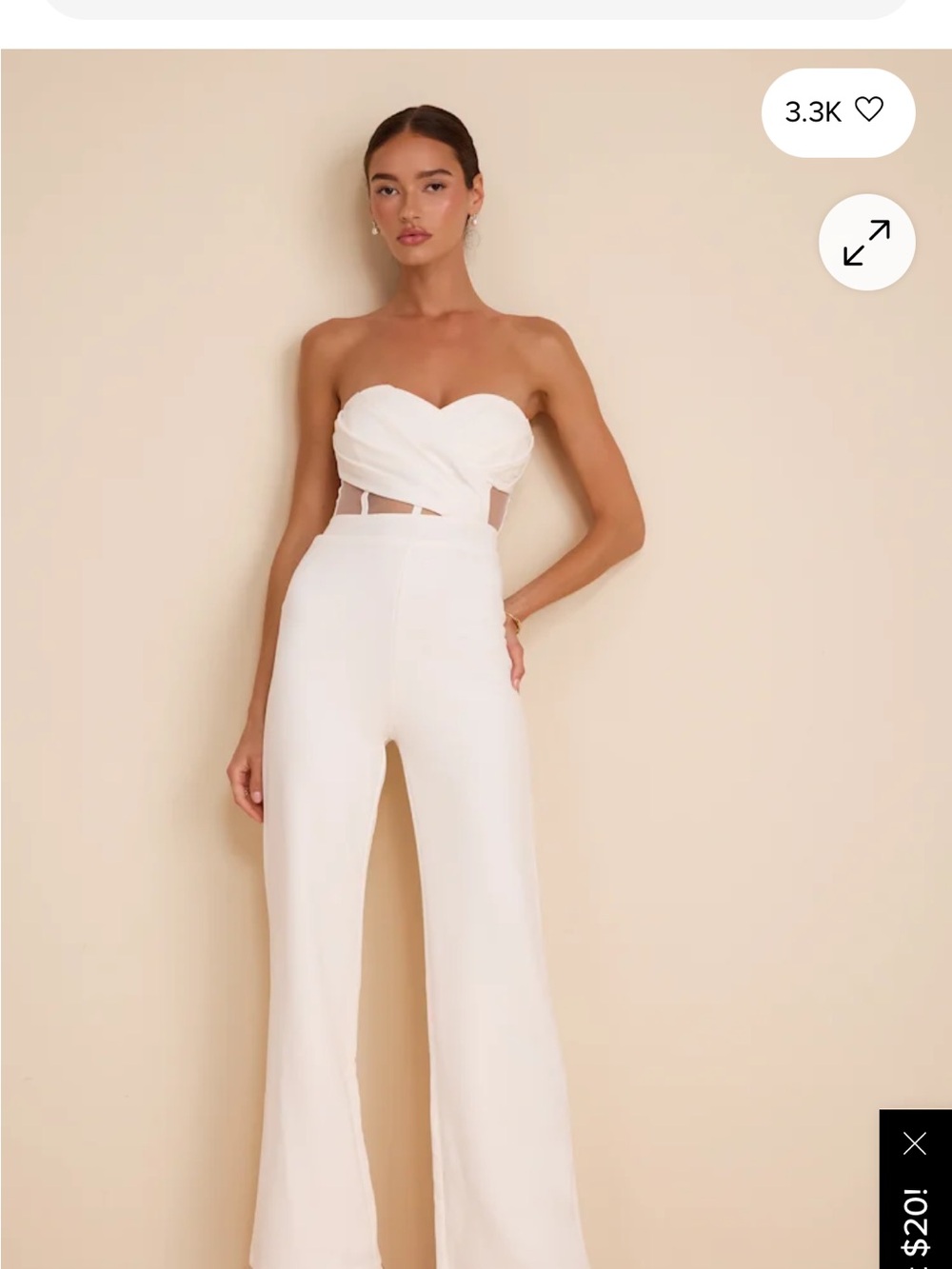 Lulu's White Strapless Wide-Leg Jumpsuit